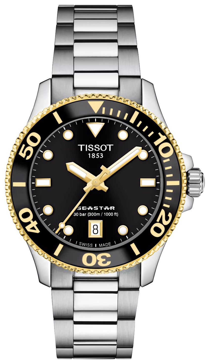 Tissot Seastar 1000 36mm Men's Black Dial Stainless Steel Quartz Watch | T120.210.21.051.00