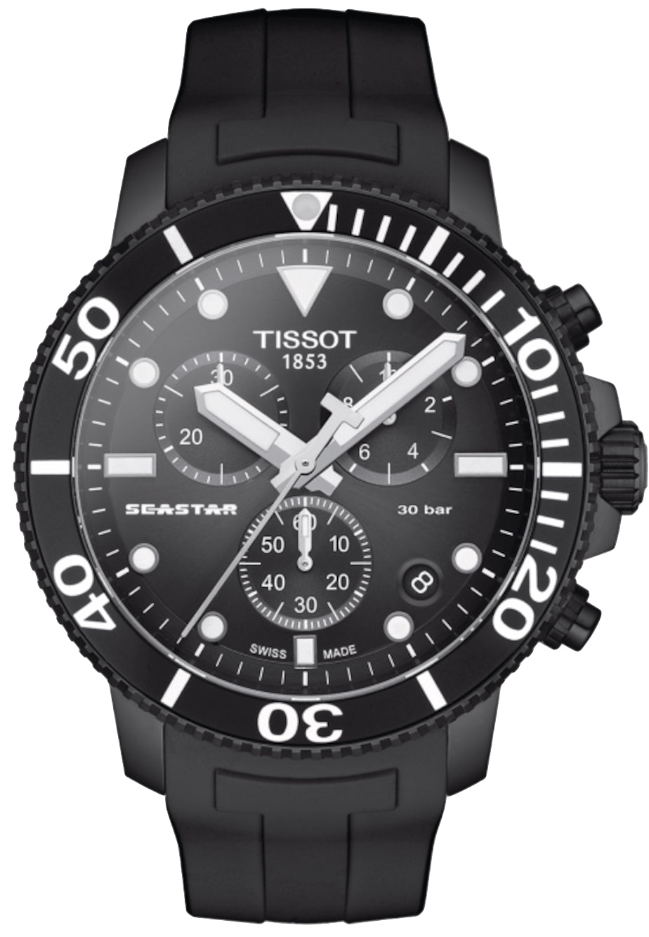 Tissot Seastar 1000 45.5mm Men's Black Chronograph Watch | T120.417.37.051.02