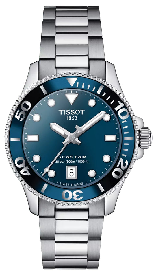 Tissot Seastar 1000 36mm Unisex Blue Dial Stainless Steel Quartz Watch | T120.210.11.041.00
