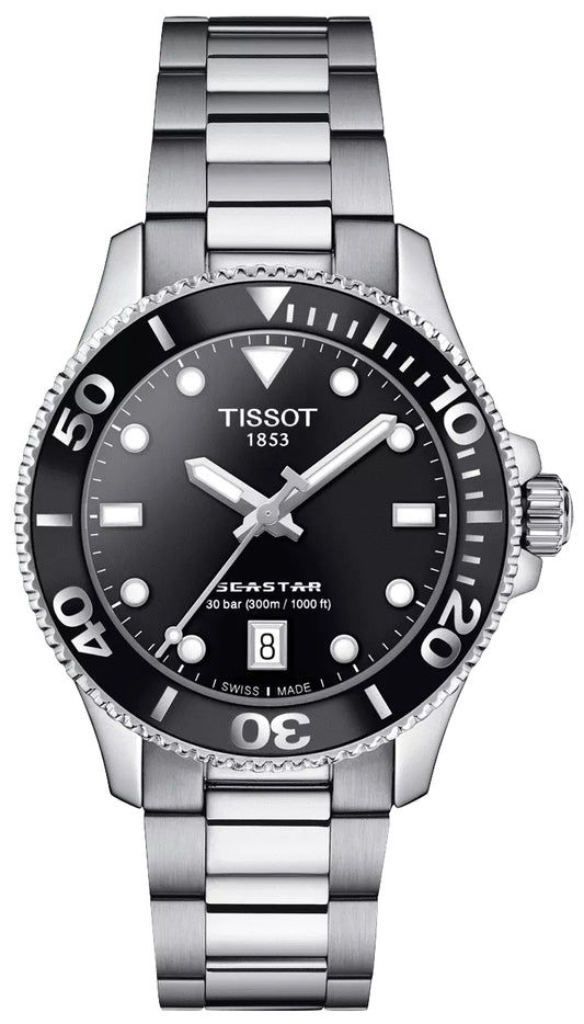 Tissot Seastar 1000 36mm Unisex Black Dial Stainless Steel Quartz Watch | T120.210.11.051.00