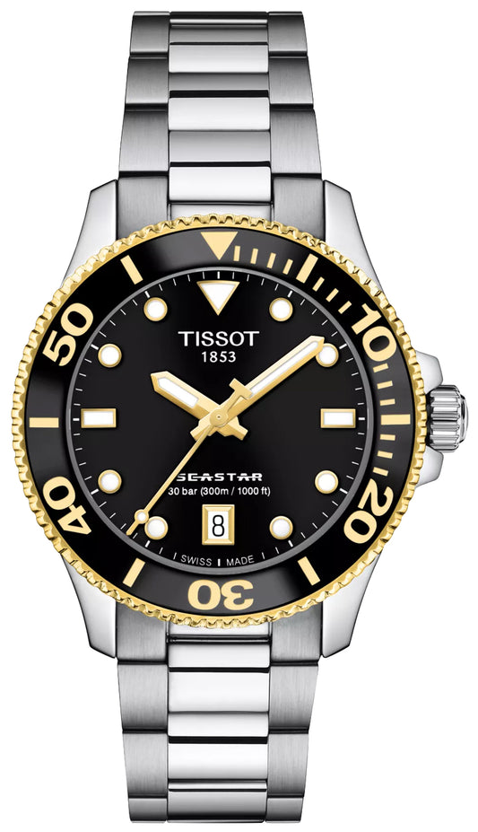 Tissot Seastar 1000 36mm Men's Black Dial Stainless Steel Quartz Watch | T120.210.21.051.00