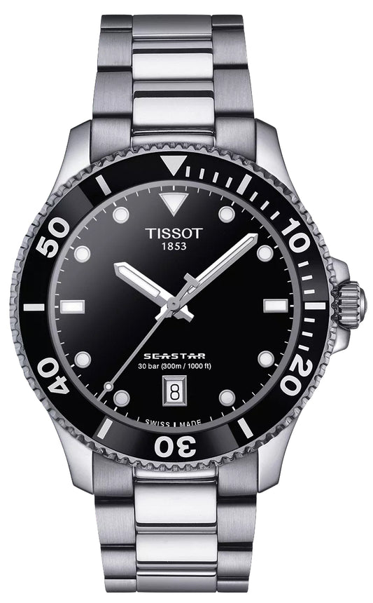 Tissot Seastar 1000 40mm Men's Black Dial Stainless Steel Quartz Watch | T120.410.11.051.00