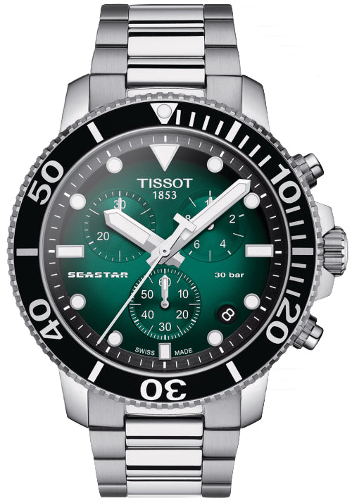Tissot Seastar 1000 45.5mm Men's Green Chronograph Watch | T120.417.11.091.01