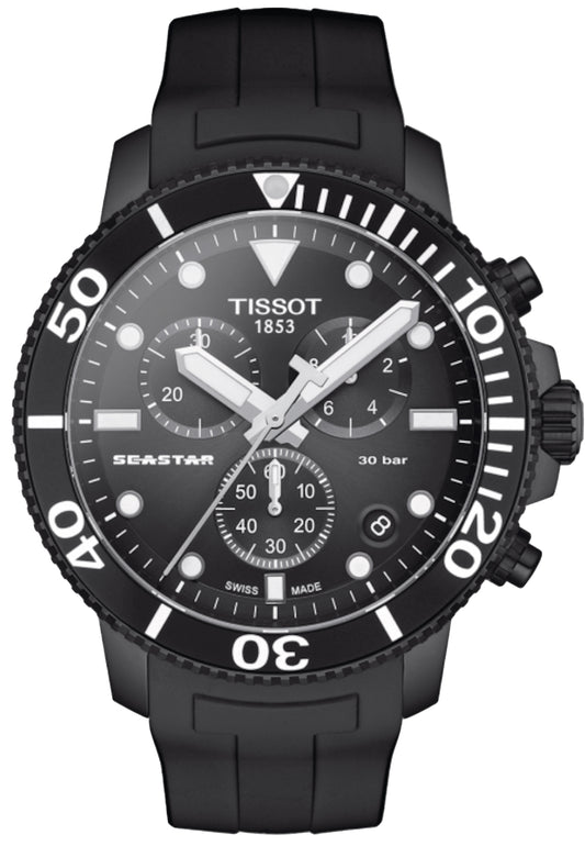Tissot Seastar 1000 45.5mm Men's Black Chronograph Watch | T120.417.37.051.02